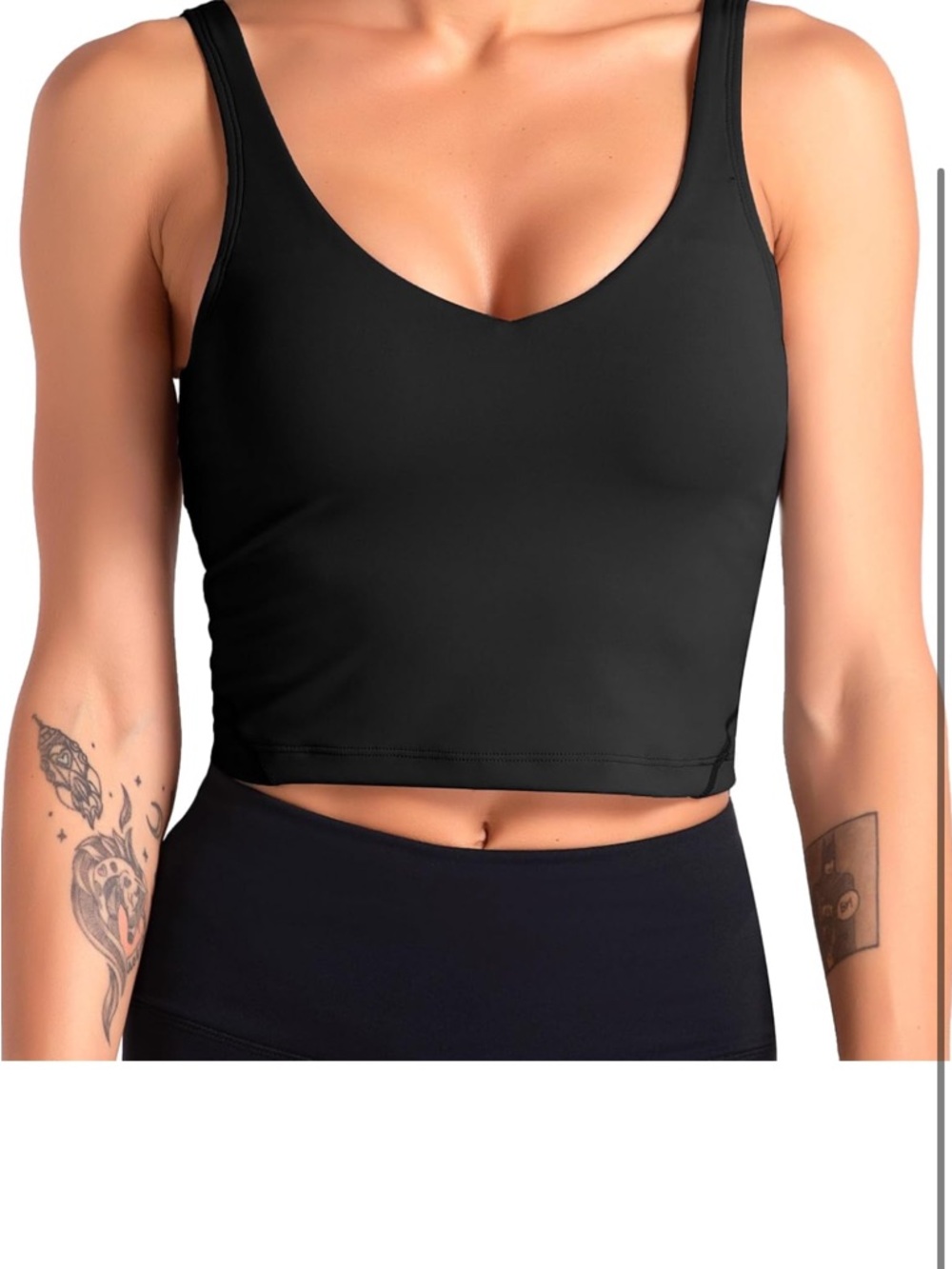 Amazon Black V-Neck Crop Tank Top